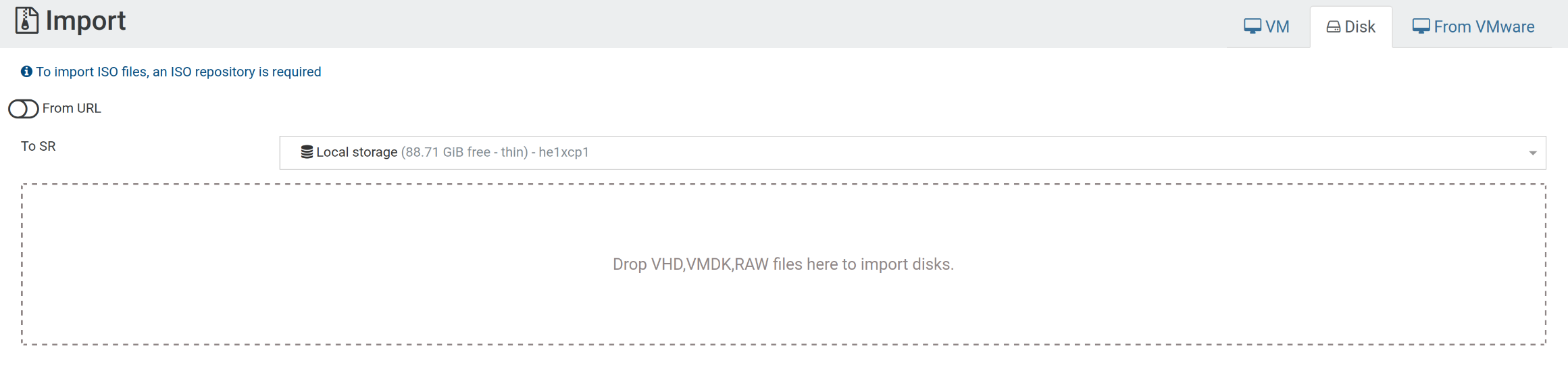 Import VM disk in XCP-ng