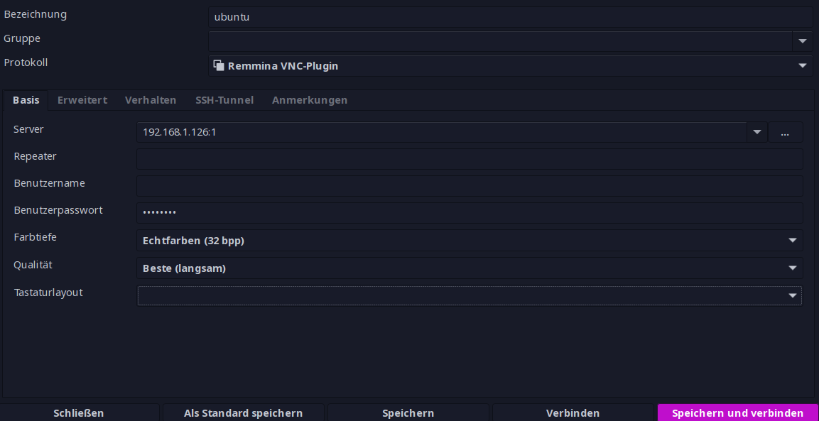 Picture showing the usage of VNC with Remmina