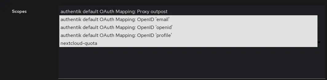 Selected scope mappings